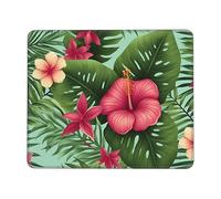 Hawaiian Tropical Leaves Flowers Mouse Pad Waterproof Gaming Mousepad for Office Computer Mousepads for Desk Pad with Non-Slip Rubber Base Washable Cloth Mouse Mat 7.9 x 9.5 in