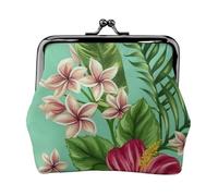 Hawaiian Tropical Leaves Flowers Print Compact Coin Purse Exquisite Kiss Lock Wallet Cute Mini Pouch Coins Cards Wallet