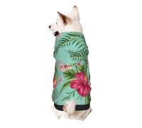 Hawaiian Tropical Leaves Flowers Print Dog Hoodie Sweatshirt For Small Dogs, Warm, Soft And Breathable Pet Clothes, Easy To Wear Jumper For Winter And Fall Warm