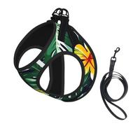 Hawaiian Tropical Leaves Flowers Print Reflective No Choke Pet Vest Harness,Adjustable Soft Padded Dog Harness With Easy Control Handle