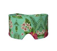 Hawaiian Tropical Leaves Flowers Print Sleep Eye and Ear Muffs Mask - Adjustable Yoga Travel Headband, Keep Warm Shading Comfortable Aid