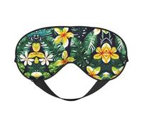 Hawaiian Tropical Leaves Flowers Print Soft Eye Mask for Women Men Comfortable with Adjustable Strap for Travel Yoga Nap Shift Work