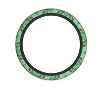 Hawaiian Tropical Leaves Flowers Print Steering Wheel Cover Non-Slip Ergonomic Design Decoration Car Interior Accessory
