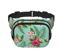 Hawaiian Tropical Leaves Flowers Print Stylish and Practical Waist Bag,Adjustable,Perfect for Travel,and Outdoor Activities