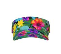 Hawaiian Tropical Leaves Flowers Print Women and Mensport Sun Visor Hats Adjustable Empty Top Baseball Cap,Beach Cap, Hawaiian Colorful Flower, One Size