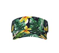 Hawaiian Tropical Leaves Flowers Print Women and Mensport Sun Visor Hats Adjustable Empty Top Baseball Cap,Beach Cap, Hawaiian Tropical Leaves Flowers, One Size