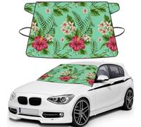 Hawaiian Tropical Leaves Flowers Printed Car Windshield Cover for Ice and Snow, Premium Windshield Snow Cover, Sun Protection, Universal Fit for All Weather Conditions