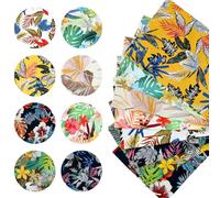 Hawaiian Tropical Summer Floral Leaf Pattern Printed Fabric, 40 x 50 cm Jungle Palm Hawaii Quilting Patchwork Fabric Bundles for DIY Crafts Sewing Decor Making Supplies