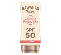 Hawaiian Tropic Glowing Protection Sunscreen Lotion, Water Resistant SPF 50 UVA + UVB Protection Suncream, Tropical Scent Sun Lotion with Shea Butter, 170 ml