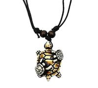 Hawaiian Turtle Pendant Necklace for Men Women Handmade Adjustable Rope Surfer Necklace Artificial Bone Carving Sea Turtles Pendant Necklace Hawaiian Animal Turtles Tortoise Lucky Mascot Amulet