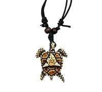 Hawaiian Turtle Pendant Necklace for Men Women Handmade Adjustable Rope Surfer Necklace Artificial Bone Carving Sea Turtles Pendant Necklace Hawaiian Animal Turtles Tortoise Lucky Mascot Amulet
