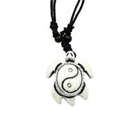 Hawaiian Turtle Pendant Necklace for Men Women Handmade Adjustable Rope Surfer Necklace Artificial Bone Carving Sea Turtles Pendant Necklace Hawaiian Animal Turtles Tortoise Lucky Mascot Amulet