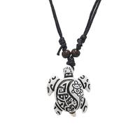 Hawaiian Turtle Pendant Necklace for Men Women Handmade Adjustable Rope Surfer Necklace Artificial Bone Carving Sea Turtles Pendant Necklace Hawaiian Animal Turtles Tortoise Lucky Mascot Amulet
