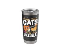 Hawaiian Ukulele Uke Cat Only Cool Cats Play The Ukulele Stainless Steel Insulated Tumbler