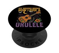 Hawaiian Ukulele Uke Halloween My Broom Broke Now I Ride A PopSockets Adhesive PopGrip