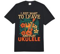 Hawaiian Ukulele Uke I Just Want to Leave and Play Ukulele Comfort Colors Adult Heavyweight T-Shirt