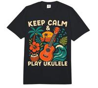 Hawaiian Ukulele Uke Keep Calm & Play Ukulele Comfort Colors Adult Heavyweight T-Shirt