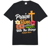Hawaiian Ukulele Uke Praise Him with The Strings Psalm 150:4 Comfort Colors Adult Heavyweight T-Shirt