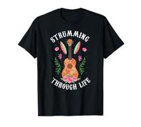 Hawaiian Ukulele Uke Strumming Through Life Flower T-Shirt