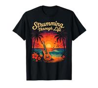 Hawaiian Ukulele Uke Strumming Through Life T-Shirt