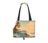 Hawaiian Wave Print Printed pet Shoulder Bag, Suitable for Small Dogs and Cats, Shopping and Travel Dual-Purpose Bag