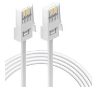 HAWAKA 2PCS BT Telephone Cable, BT Male to Male Telephone Wire,RJ11 6P4C Male Plug to Male Plug Flat Cord 4 Wire Phone Cables for Landline (6P4C-WH-15M-1PC)