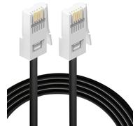 HAWAKA BT Telephone Cable, Male to Male Telephone Wire, BT Socket to Modem, Fax Machine, 6P4C Plug Landline Phones Cable for Home & Office (Black, 2M-2PC)