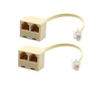 HAWAKA Telehone Ethernet Cable Adapter,RJ11 Phone Splitter Modular Cable Phone Adapter,Telephone Adaptor RJ11 6P4C Male-2 Female Socket Telephone Extension Cable