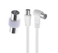 HAWAKA TV Aerial Cable 1.5M/3M/5M - Pure Copper TV Coaxial Satellite Cable with Plug Adapter, Antenna AV Lead Male to Male with Connector Coax Extension Gold Extension Female Digital (5M)