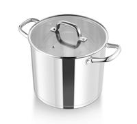 HaWare 10L Stock Pot, Large Tri-Ply Bottom Stainless Steel Stockpot with Visible Lid, 24cm Cooking Pot for Pasta/Meat/Soup, Suit for Induction/Electric/Gas/Ceramic, Healthy & Easy Clean