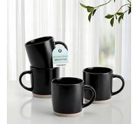 HaWare 13OZ Coffee Mugs Set of 4, Stoneware Coffee Cups, Ceramic Latte Mug for Man, Woman, Dad, Mom, Modern Tea Mugs for Latte/Cappuccino/Cocoa/Milk, Dishwasher& Microwave Safe, Frosting Black