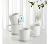 HaWare 13OZ Coffee Mugs Set of 4, Stoneware Coffee Cups, Ceramic Latte Mug for Man, Woman, Dad, Mom, Modern Tea Mugs for Latte/Cappuccino/Cocoa/Milk, Dishwasher& Microwave Safe, Speckled Milky White