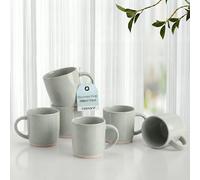 HaWare 13OZ Coffee Mugs Set of 6, Stoneware Coffee Cups, Ceramic Latte Mug for Man, Woman, Modern Tea Mugs for Latte/Cappuccino/Cocoa/Milk, Dishwasher& Microwave Safe, Speckled Asparagus Green