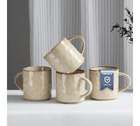 HaWare 18OZ Coffee Mugs Set of 4, Stoneware Coffee Cups with Handle, Latte Mug for Man, Woman, Dad, Mom, Modern Tea Mugs for Latte/Cappuccino/Cocoa/Milk, Dishwasher& Microwave Safe, Saturn Khaki