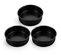HaWare 5 inch Cake Tin Set of 3, Non-Stick Stainless Steel Small Round Baking Pan, Birthday Wedding Layer Cake Tin for Baking Roasting Serving, Healthy & Non-Toxic, Rust Resistant (13cm, Black)