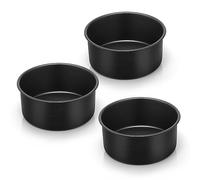 HaWare 6 inch Cake Tin, Non-Stick Stainless Steel Deep Baking Pan Set of 3, Small Round Layer Cakes Tin for Birthday Wedding, Healthy & Non-Toxic, Leak & Rust Resistant (16cm, Black)