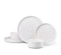 HaWare 6 Pcs Dinner Set, Stoneware Plates and Bowls, Speckled White