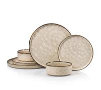 HaWare 6 Piece Dinner Set, Stoneware Plates and Bowls, Sandy Beige