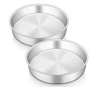 HaWare 8 Inch Cake Tin, Stainless Steel Round Baking Pan Set of 2, Birthday Wedding Layer Cake Tin for Baking Roasting Serving, Healthy & Non-Toxic, Mirror Polished & Dishwasher Safe (20cm)