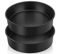 HaWare 9.5 Inch Cake Tin Set of 2, Non-Stick Stainless Steel Baking Pan for Baking Roasting Serving, Large Round Birthday Wedding Layer Cake Tins, Healthy & Non-Toxic, Rust Resistant (24cm, Black)
