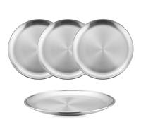 HaWare 9 Inches 18/8 Stainless Steel Plates, 4-Piece Metal 304 Dinner Dishes for Kids Children Toddlers, Feeding Serving Camping Plates, Reusable and Dishwasher Safe