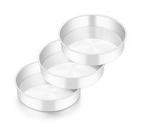 HaWare Cake Tin Set of 3, 7 inch Stainless Steel Round Cake Pan for Baking Roasting Serving, Layer Cake Tin for Birthday Wedding, Healthy & Non-Toxic, Mirror Polished & Dishwasher Safe (18cm)