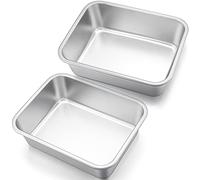 HaWare Casserole Dish, Rectangular Small Cake Mould, Baking Mould, Set of 2, Stainless Steel Oven Mould, Lasagne Mould for Lasagna/Tiramisu/Brownnie/Bread, 27 x 21 x 8 cm, Non-Toxic & Heavy Duty,