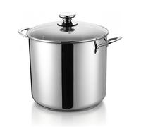 HaWare Cooking Pot, 14.8L Extra Large Stainless Steel Stock Pot with Clear Lid, 24cm Tri-Ply Bottom Stockpot for Pasta/Meat/Soup, Suit for Induction/Electric/Gas/Ceramic, Healthy & Easy Clean