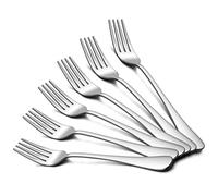 HaWare Dinner Forks Set of 6, Large Stainless Steel Table Forks for Home, Kitchen, Restaurant, Round Edge& Mirror Polished, Dishwasher Safe - 20cm