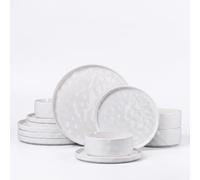 HaWare Dinner Set, 12 Piece Dinnerware Plates and Bowls, Speckled White