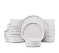 HaWare Dinner Set, 18 Piece Dinnerware Plates and Bowls, Speckled White