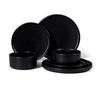 HaWare Dinner Set, 6 PCS Stoneware Plates and Bowls Set, Matte Black