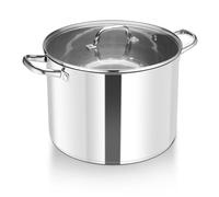 HaWare Extra Large Cooking Pot, 16L Tri-Ply Bottom Stainless Steel Stock Pot with Visible Lid, 30cm Stockpot for Pasta/Meat/Soup, Suit for Induction/Electric/Gas/Ceramic, Healthy & Easy Clean