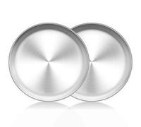 HaWare Pizza Baking Tray Set of 2, 10 inch Stainless Steel Round Oven Baking Sheet Pizza Pan, Non Toxic & Healthy, Heavy Duty & Dishwasher Safe